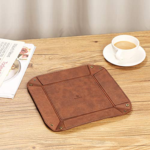 SITHON Valet Tray Desktop Storage Organizer Nightstand Caddy Holder - color: Brown