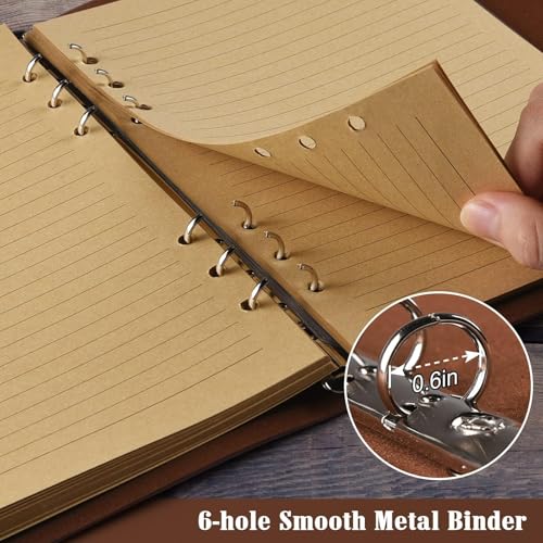 OMEYA Leather Journal Notebook, Refillable Writing Journal Diary Planner for Women Girls (Brown, A5-9.3''×6.3'') - color: Brown, size: A5-9.3''×6.3''