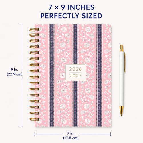 WORLD TRAVELER Academic Planner School Organizer Jul 2026-Dec 2027, 7"x9" - color: Pink Stripe