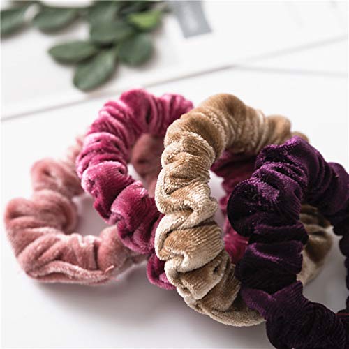 KINGMAS 10 Pcs Hair Ties Velvet Scrunchies, Elastic Flannelette Hair Bands