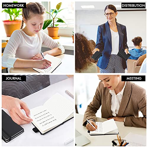 feela 6 Pack Pocket Mini Notebooks Bulk, Small Cute Memo Notepads Hardcover College Ruled Lined Journals with Pen Holder for School Business Work, with 6 Black Pens, 3.5”x 5.5”, A6, Black - color: A6 6 Black