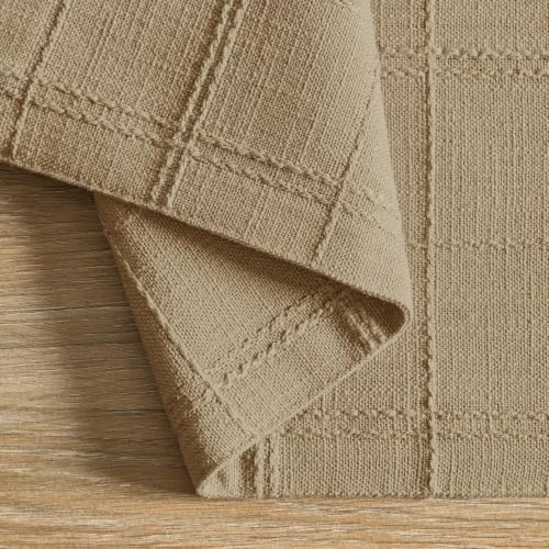 ZeeMart Linen Checked Farmhouse Placemats Set of 4, Camel 13x19in - color: Camel, size: Set of 4