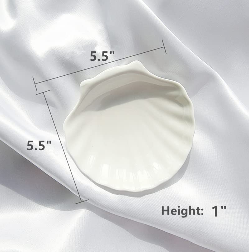 Leoyoubei Sauce Dish, Set of 3 White Porcelain Dipping Bowls - 5.5" Shell Shape, 4oz Capacity for Sushi, Tomato, Soy, Ketchup, Honey Mustard, BBQ Sauce or Seasoning - color: Shell shape- 4 Oz