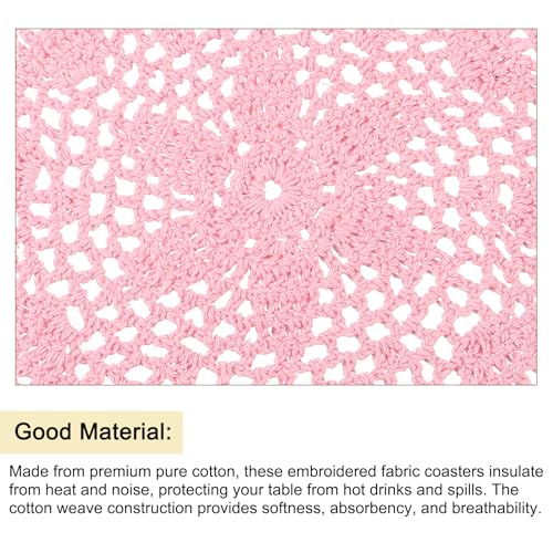 uxcell Crochet Doilies Round Lace Placemats for Decoration 8" Pink 8Pcs - color: Pink