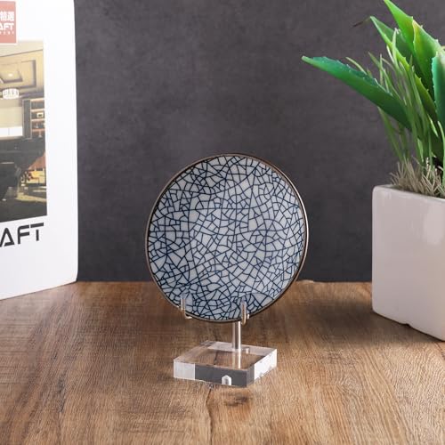 Sibba Adjustable Metal Display Easel Stand with Acrylic Base Compact Plate Holder for Fossils, Crystals, Geodes, Rocks, Coral, Home Decor, Collectibles - color: silver, size: L