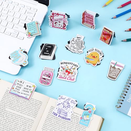 Skyygemm 18 Pcs Funny Magnetic Bookmarks Magnet Bookmarks Fun Cute for Reading Bookworm Booklover Women Work Adults Travel School Teacher Office Supplies Gifts