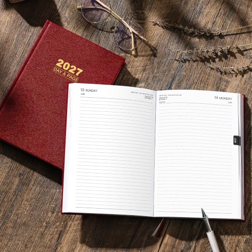 2027 Diary - Diary Full Page Per Day, Daily Planner 2027 - color: Red