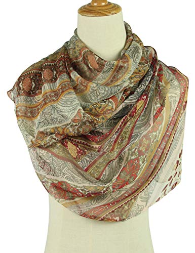 PANTONIGHT Long Chiffon Sheer Scarf Gradient Shaded Colors Lightweight Scarf For Womens - color: Brown 722