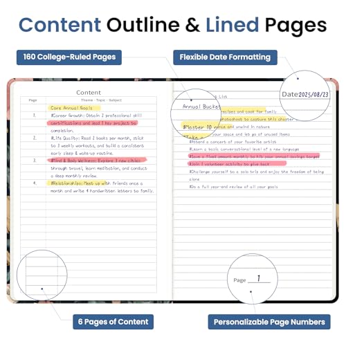 Taja Aesthetic Lined Journal for Women, Pretty Notebooks for Work & Study - color: L-Evening Petals