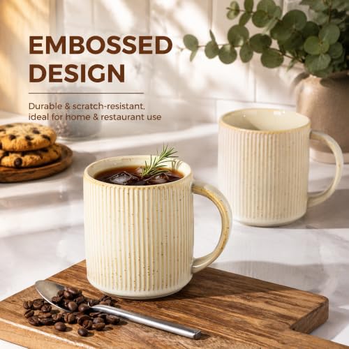 theterra Ceramic Coffee Mugs Set of 6, 14.2 oz Coffee Cups with Handle - color: Cappuccino, size: 14 OZ (Set of 6)