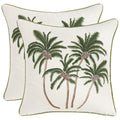 Embroidered Throw Pillow Covers 18x18 Pack of 2 Green Coconut Trees - color: Green Coconut Palm Trees