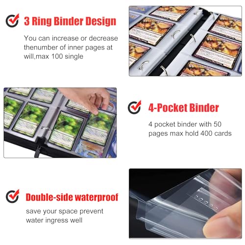 400 Pockets One Piece Card Binder,Portable Waterproof PU Storage Album,S490 - color: OP01-400, size: 4 Pocket