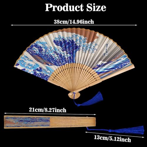 Grevosea Folding Hand Fan for Women and Men- Elegant Bamboo and Silk Fans Wooden Folding Bamboo Gan Hand Fans for Weddings Parties and Home Decor - Chinese and Japanese Inspired Designs