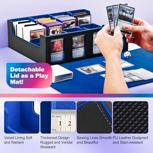 UAONO 4-Row 3000+ Trading Card Storage Box with Commander Display - color: Black&Blue, size: 4-row