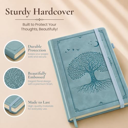 Lined Journal Notebook Hardcover Leather Bound 300 Pages A5 Blue Diary - color: Light Blue, size: A5 300 Pages