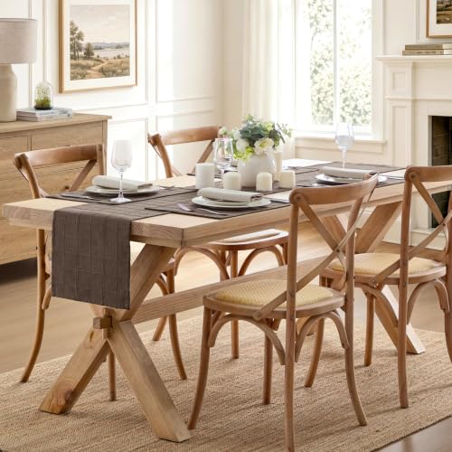 ZeeMart Linen Checked Farmhouse Placemats Set of 6, Chocolate 13x19in - color: Chocolate, size: Set of 6