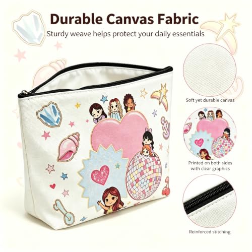 Korean Singer Group Makeup Bag, Cat Eyes Kpop Music Inspired Cosmetic Bags, Purse Gift for K-Pop Lovers (Style-02) - color: Style-02