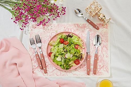 ANNOVA Silverware Set, Retro/Rivet Colorful Stainless Steel Tableware Kitchen Flatware Set Utensils, Includes Dinner Knives, Forks, Spoons, Salad Forks & Dessert Spoons (Brown, 20 Pieces) - color: Brown