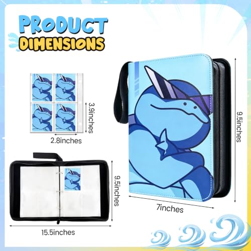 400 Cards Capacity Trading Card Binder, Card Holder with 50 Removable Sleeves, Double Sided 8-Pocket Pages Zipper Album with Wrist Strap for TCG, Sports & Game Cards, Gift for Boys and Girls - color: Dark Blue