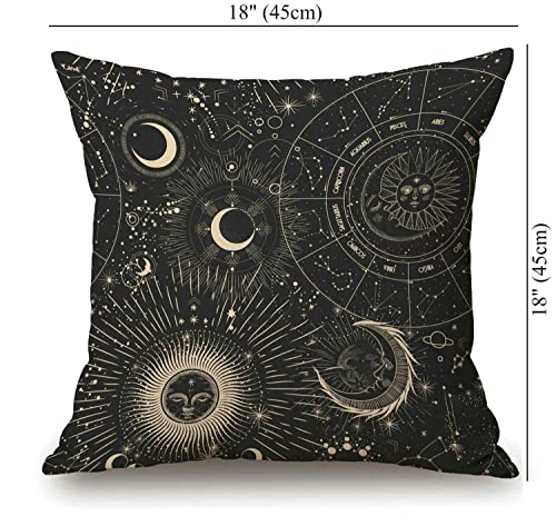 Solekla Cotton Linen Pillow Cover Astrology Moon Throw Pillow Case Cushion Cover Pillowcase for Sofa Home Bed Decorative 18"x18" - color: Sl197