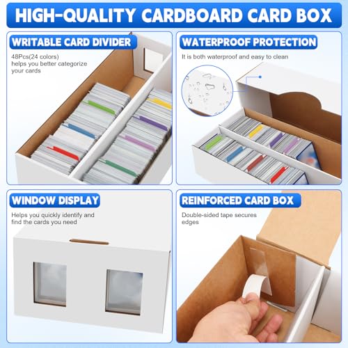 8 Pack Trading Card Storage Box, 13000+ Count Card Storage Box with 48 Card Dividers, Cardboard Card Storage Boxes Sports Card Cases Bulk Card Storage Box Trading Card Box for Basketball Sports Cards - size: 8 Set-2