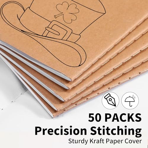50 Pack A5 Lined Kraft Notebook Journals 8.3x5.5 In，Travel Journals Notebooks Bulk，Subject Notebooks 34 Sheets 68 Pages for Writing School Office Supplies (Blank-50 Pack) - size: Blank-50 Pack