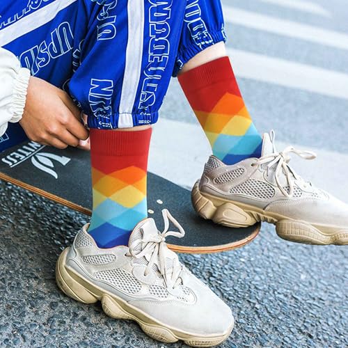 WeciBor Men's Combed Cotton Novelty Crew Socks Size 7-15 - color: Green/Blue/Red/Yellow/Grey/Multicolor Argyle-12m, size: 13-15