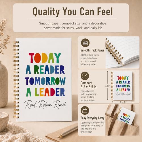 Boho Inspirational Reading Spiral Notebook 5.5x8.3 Inch - color: pattern-8