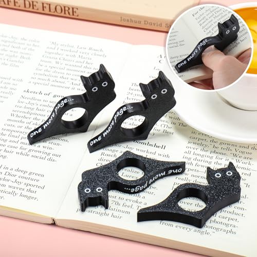 AmazingSpark 4 Pcs Black Cat Book Page Holder, Book Accessories for Reading
