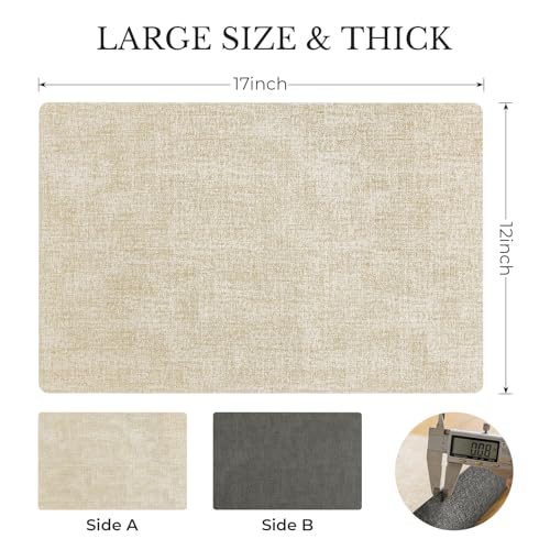 Romanstile Vinyl Placemats Set of 6, Reversible Faux Leather Wipeable Table Mats - color: Grey-beige, size: PCS6