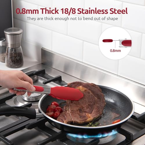 U-Taste Kitchen Tong for Cooking, 600ºF Heat-Resistant Silicone, 7in/Red - color: Red, size: 7 inch