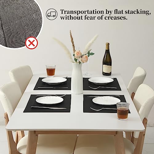 Leetaltree Black Frame Placemats Set of 12 - Heat Resistant Non-Slip Place mats for Dining Table, Washable Durable PVC Vinyl Woven Table Mats（Black Frame, 12） - color: F1- Black Frame, size: Set of 12