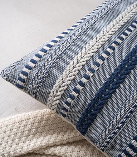 Cethom Boho Lumbar Pillow Covers 14x36 Long, Farmhouse Decorative Couch Pillow Cases, Navy Blue Accent Pillows of Bed, Sofa Bedroom Living Room Home Decor Cushion Cover, Pack of 1 - color: Navy Blue, size: 36" x 14" (Pack of 1)