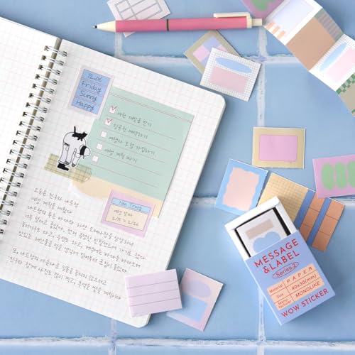 Monolike Wow Sticker Message & Label Series.1 + Series.2 Set - Mini Size Cute Stickers, Square Stickers - color: Message & Label Series.1 + Series.2