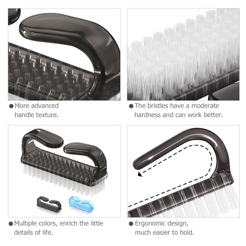 Handle Grip Cleaning Nail Brush, Larbois Nail Brushes Hand Fingernail Brush Cleaner Scrubbing Kit Pedicure for Toes and Nails Men Women (Color-3) - color: Color-3