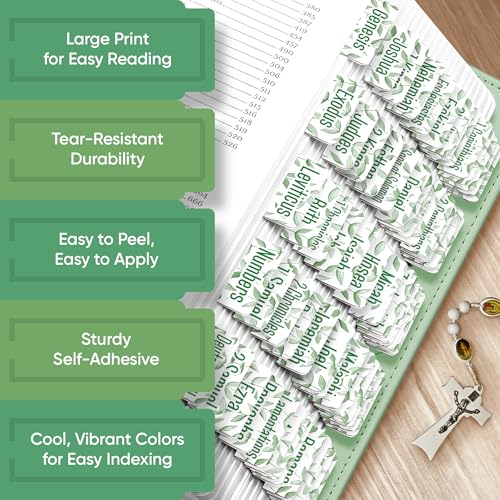 Essex Wares - Light Green Branches Bible Tabs, 80 Tabs for Women & Men - color: Light Green Branches