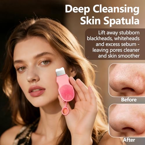 2-Pack Blackhead Remover Double Headed Scraper, Silicone Face Scrubber for Deep Cleansing, Portable Mini Skin Care Tool for Men & Women (Pink + Green) - color: Pink + Green