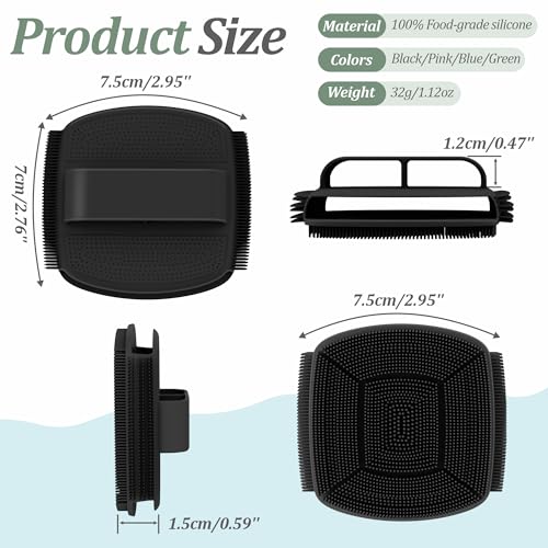Upgrade Silicone Face Scrubber 2PCS, Soft Facial Cleansing Brush with Unique Side-Bristle Design, Manual Face Brush with Finger-Grip Handle for Gentle Exfoliating & Deep Cleansing(Blackx2) - color: Blackx2