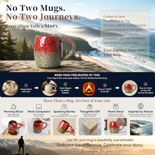 Holly Berry Ceramic Mug, 22oz Reactive Glaze Christmas Mug, Holiday Gift - color: Holly Berry · FESTIVE