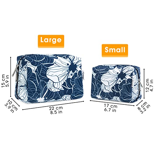 Narwey Makeup Bag Travel Toiletry Bag, Cosmetic Bag for Women Girls - color: Blue Lotus, style: Large
