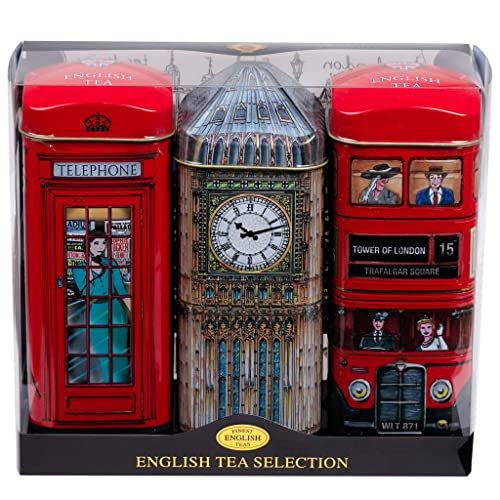 New English Teas London British Tea Tin Set with 42 Black Tea Bags