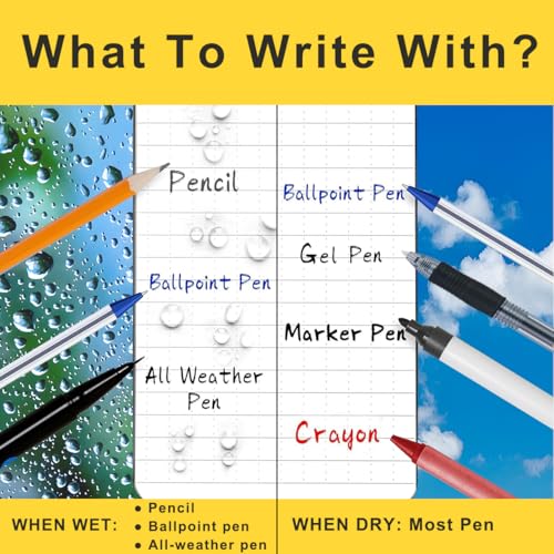 Waterproof Top Spiral Notepads 3" x 5", Universal Grid, Black - color: Black, size: Small