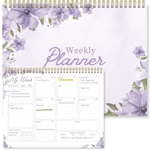 Undated Weekly Planner Notepad, 8.5" x11", Lavender Purple - color: Lavender Purple
