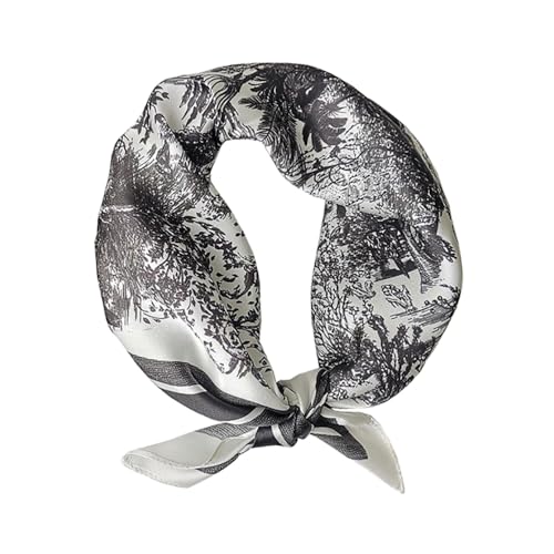 JERLA 100% Mulberry Silk Neck Scarf 21"x21" Small Square Scarfs for Women Gift Packed - color: Black Forest