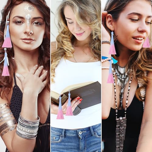 50Pcs 5 Inch Bulk Bookmark Tassel Kit for Graduation, Keychain(Blue Pink) - color: Blue&pink