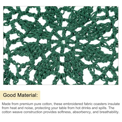 uxcell Fabric Coasters, 8pcs 4" - Cotton Woven Crochet Doilies, Lace Embroidery Cup Mat with Floral Pattern for Wedding Party Decoration (Dark Green) - color: Dark Green