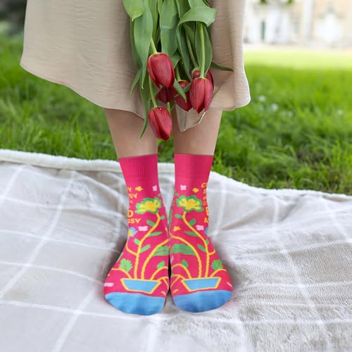 Funny Socks for Women and Teenage Girls, Cute Crazy Unique Novelty Gifts - color: B-bad-redblue-1