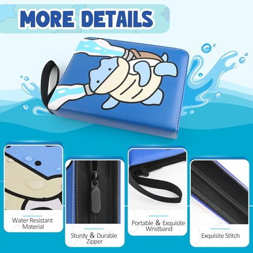 Premium Collectible Trading Card Albums，Card Binder Fits 400 Cards with 50 Removable Sleeves，Display Game Card Case book Holder, Turtle Themes - color: Turtle Cartoon