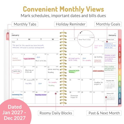 Forvencer 2027 Planner Weekly & Monthly, Flexible Cover Calendar Planner A5 - color: Green, size: 6.3"x8.4" (Jan 2027 - Dec 2027)