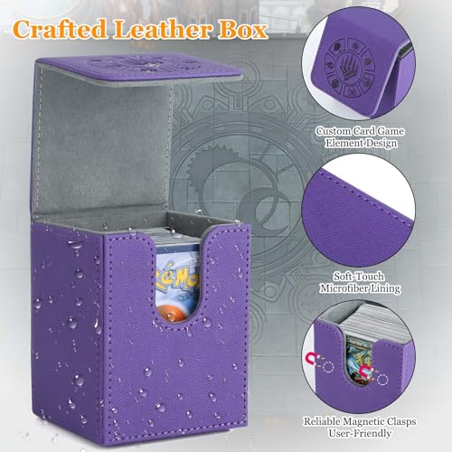 Arkeiliy MTG Deck Box 110+ Storage Sleeved Cards for Magic Commander - color: Purple
